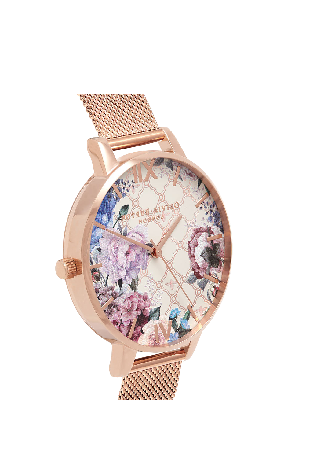Olivia Burton Glasshouse Rose Gold Plated Mesh Ladies Watch